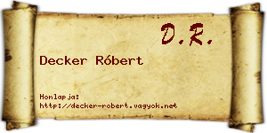 Decker Róbert névjegykártya
