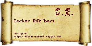 Decker Róbert névjegykártya